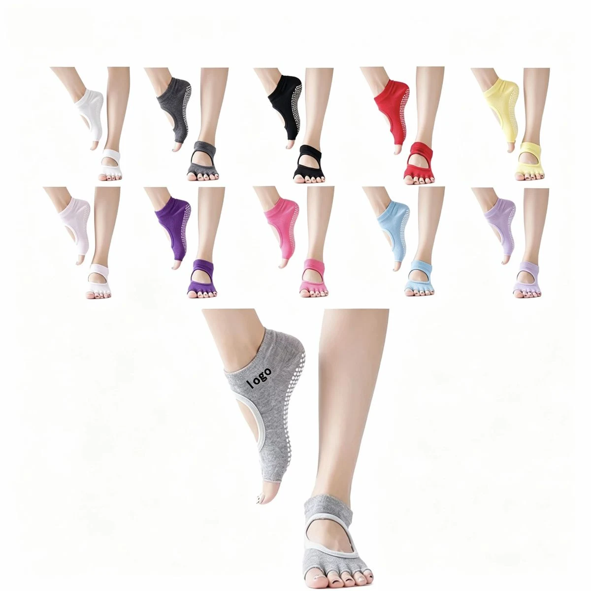 Custom Toeless Non-Slip Yoga Socks With PVC Dot Traction 1