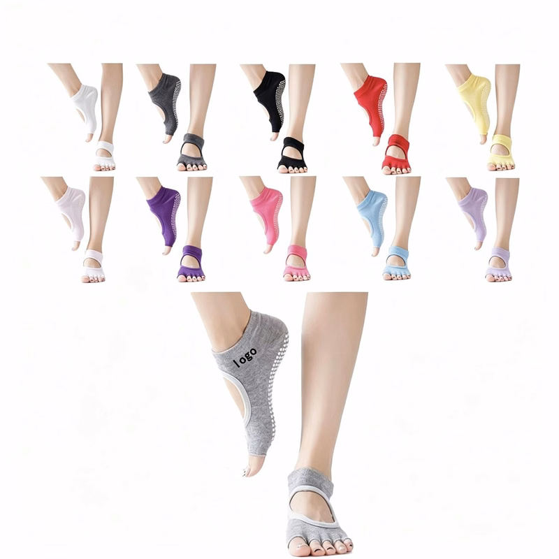 Custom Toeless Non-Slip Yoga Socks With PVC Dot Traction