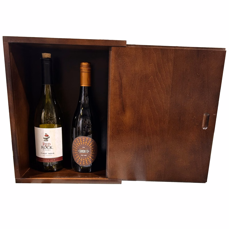 Sliding Lid Wine Box, 10.875 x 13.875 x 5.875"
