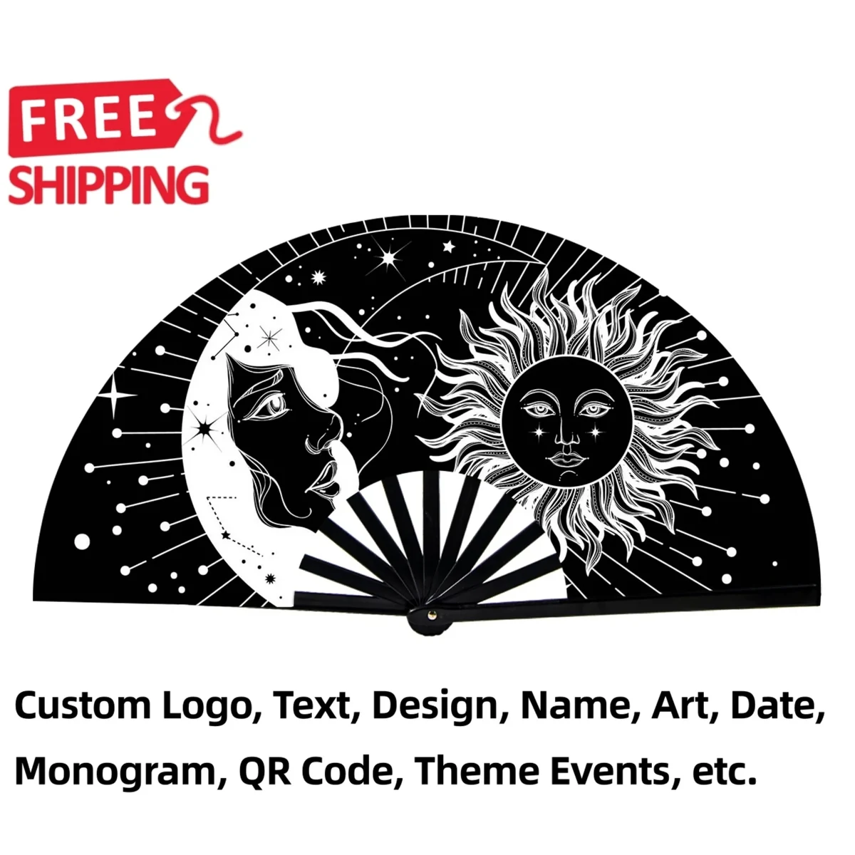 Sun And Moon Rave Folding Fan For Festival Dance 1