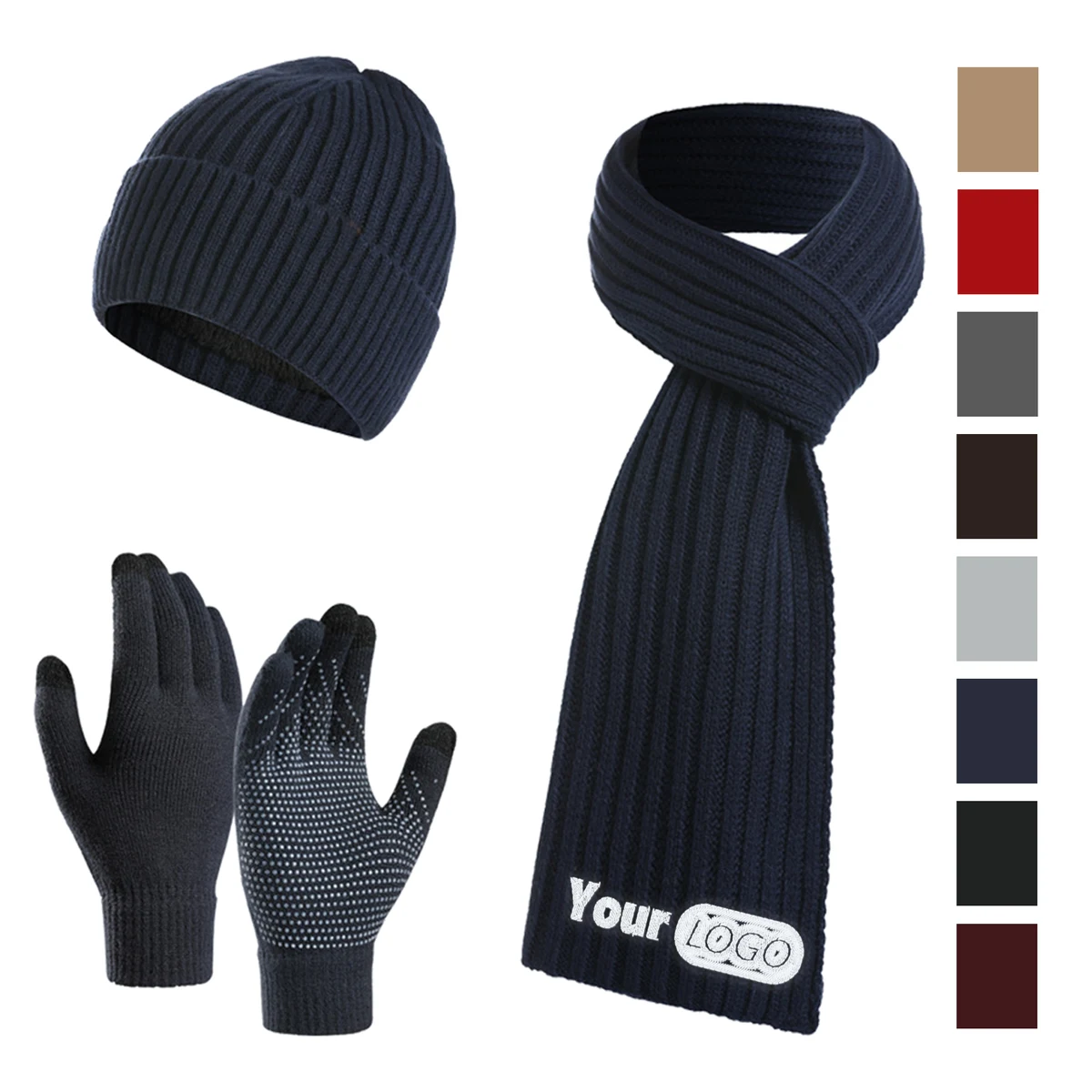 Warm Acrylic Gloves Hat And Scarf Set 1