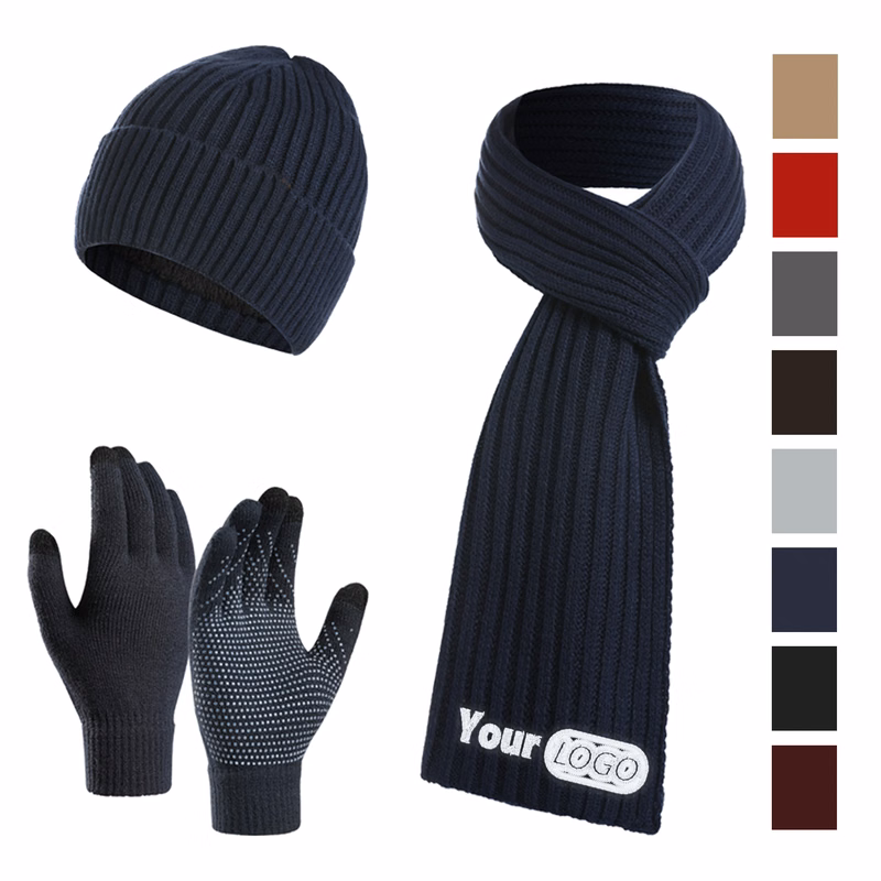 Warm Acrylic Gloves Hat And Scarf Set