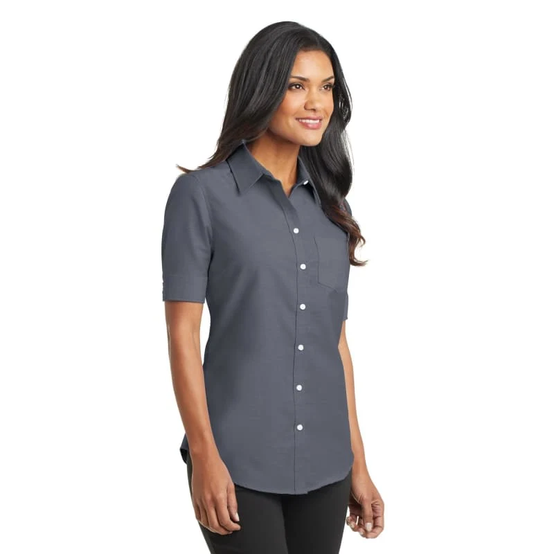 Port Authority Ladies Short Sleeve SuperPro Oxford Shirt. 1