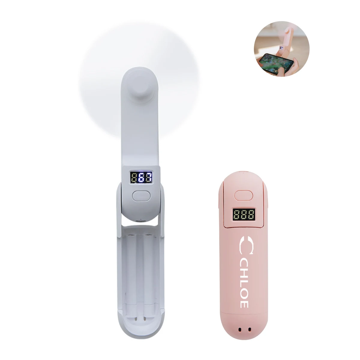 Foldable Pocket Electric Fan With Phone Stand 1