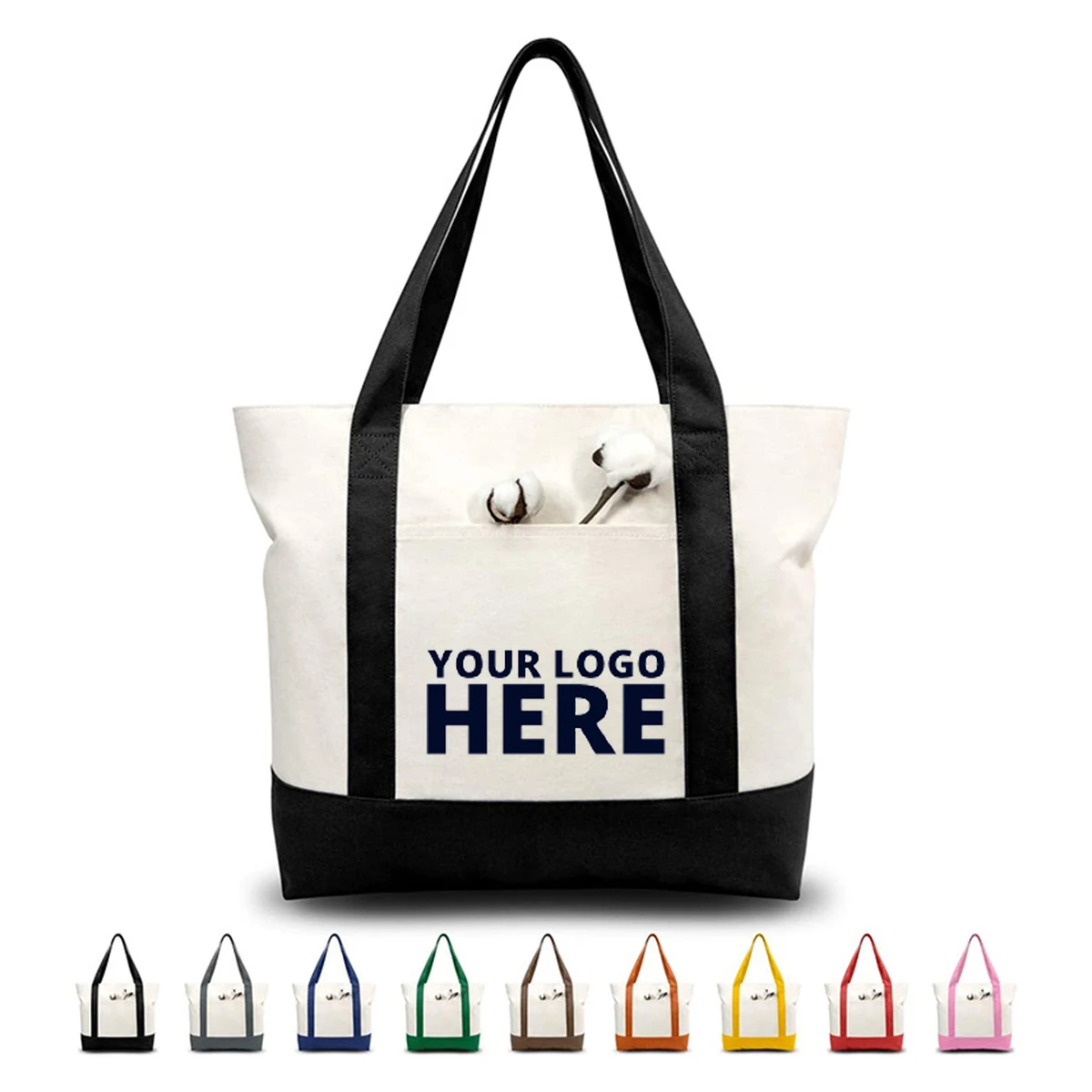 Canvas Large Size Tote Bag, custom tote bag with logo imprint 1