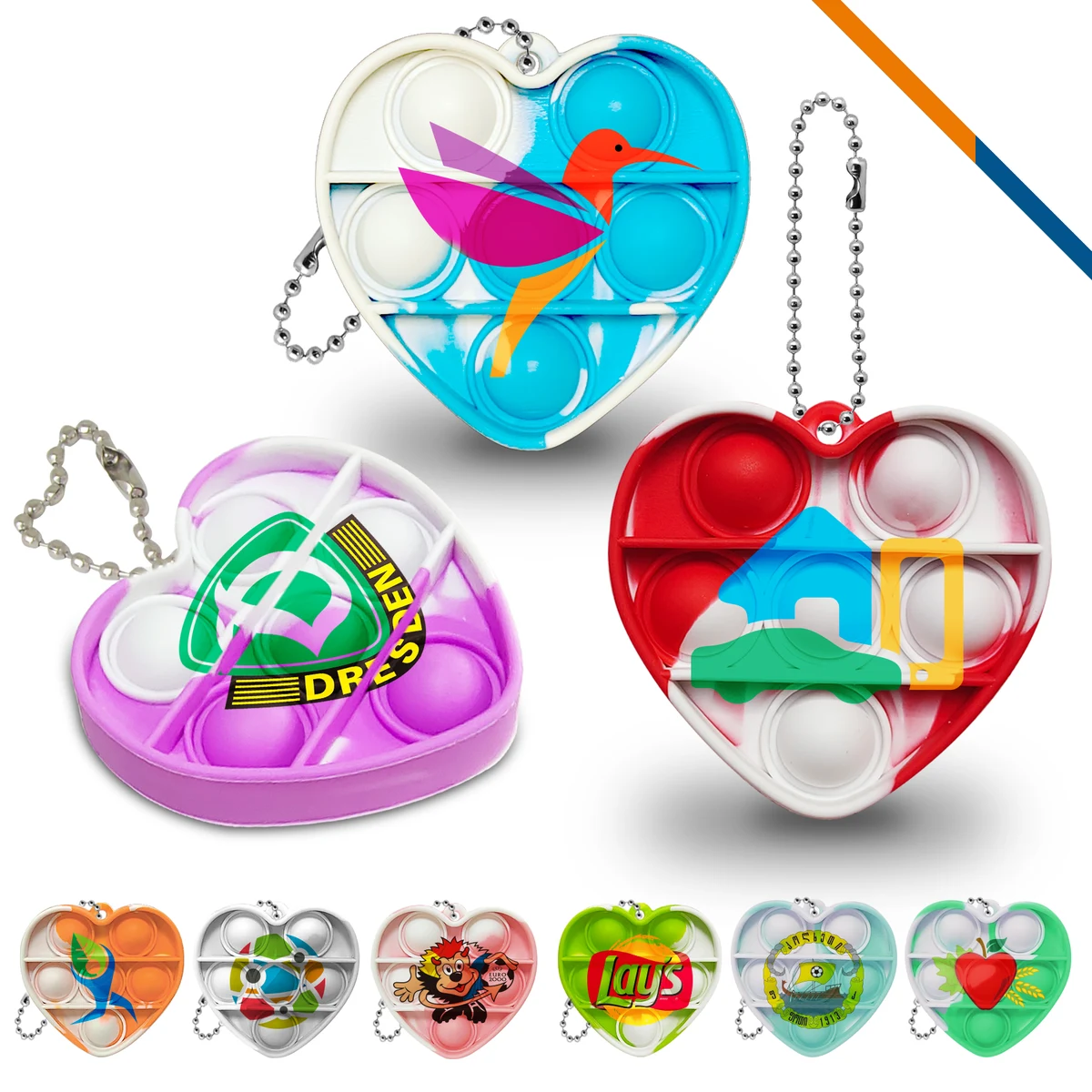 Mini Heart Push Pop Bubble Keychain 1