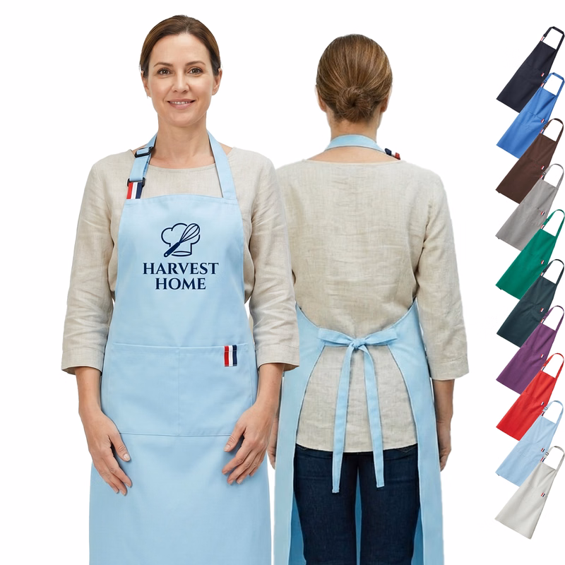 Serge Kitchen Aprons w/ Adjustable Straps & 2 front pockets