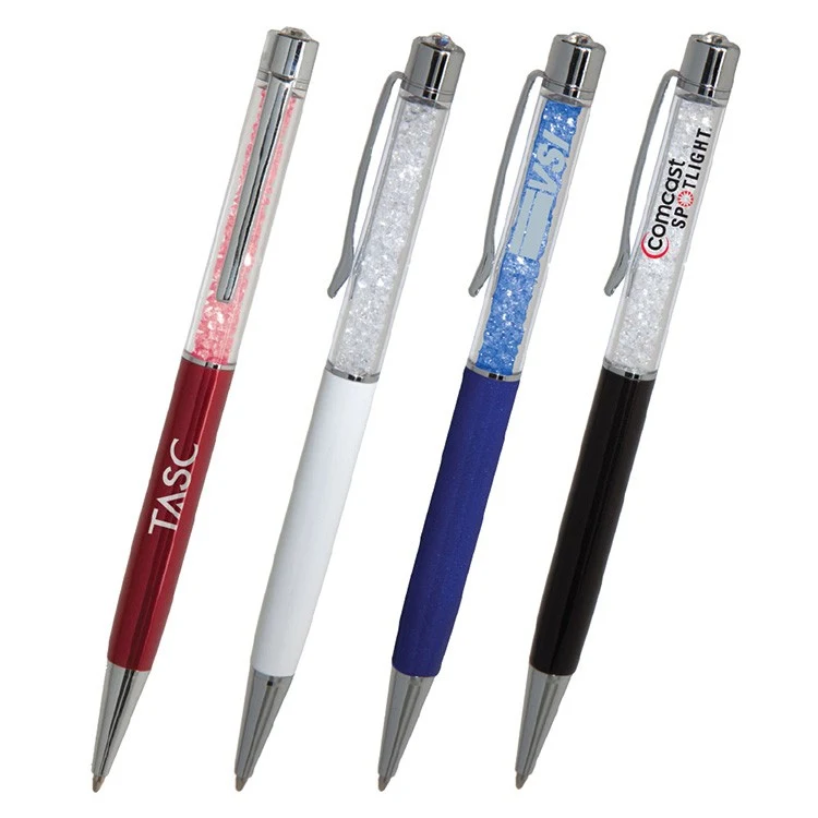 Cygnet Slender Crystal Brass Ballpoint Pen 1