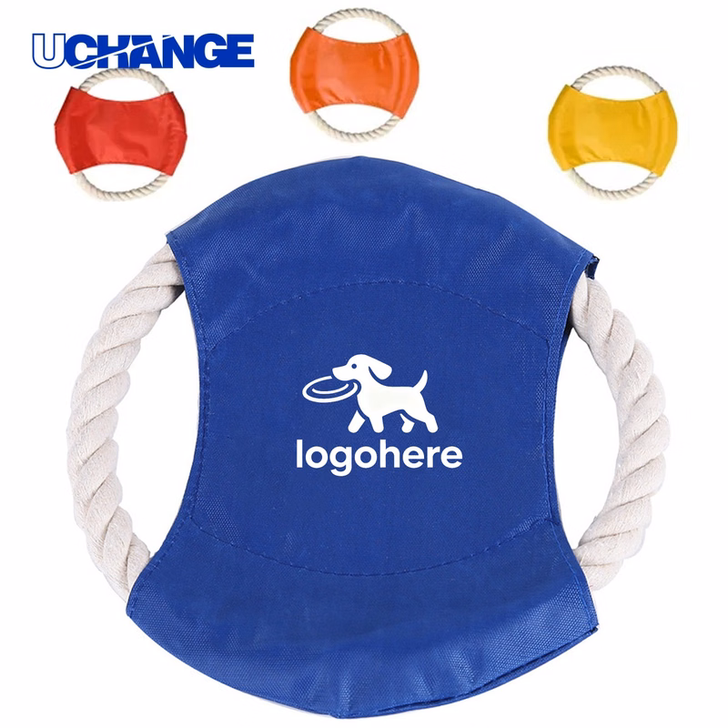 Chew Proof Fabric Pet Disc with Rope Tug for Play