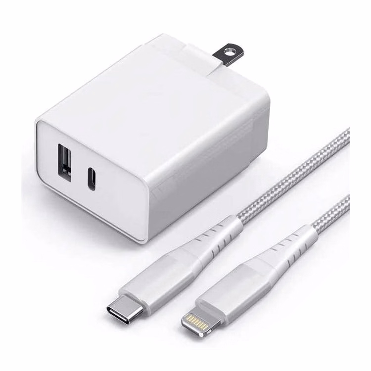 USB-PD Wall Chargers & USB-C to Lightning Cables - White