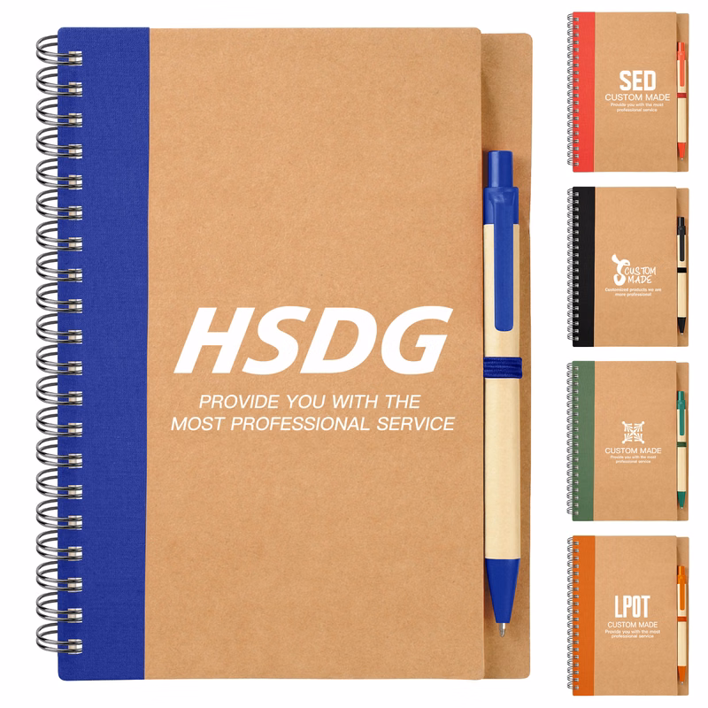 Eco-Inspired Spiral Notebook And Pen Set (5'' x 7'', 60 Sheet)