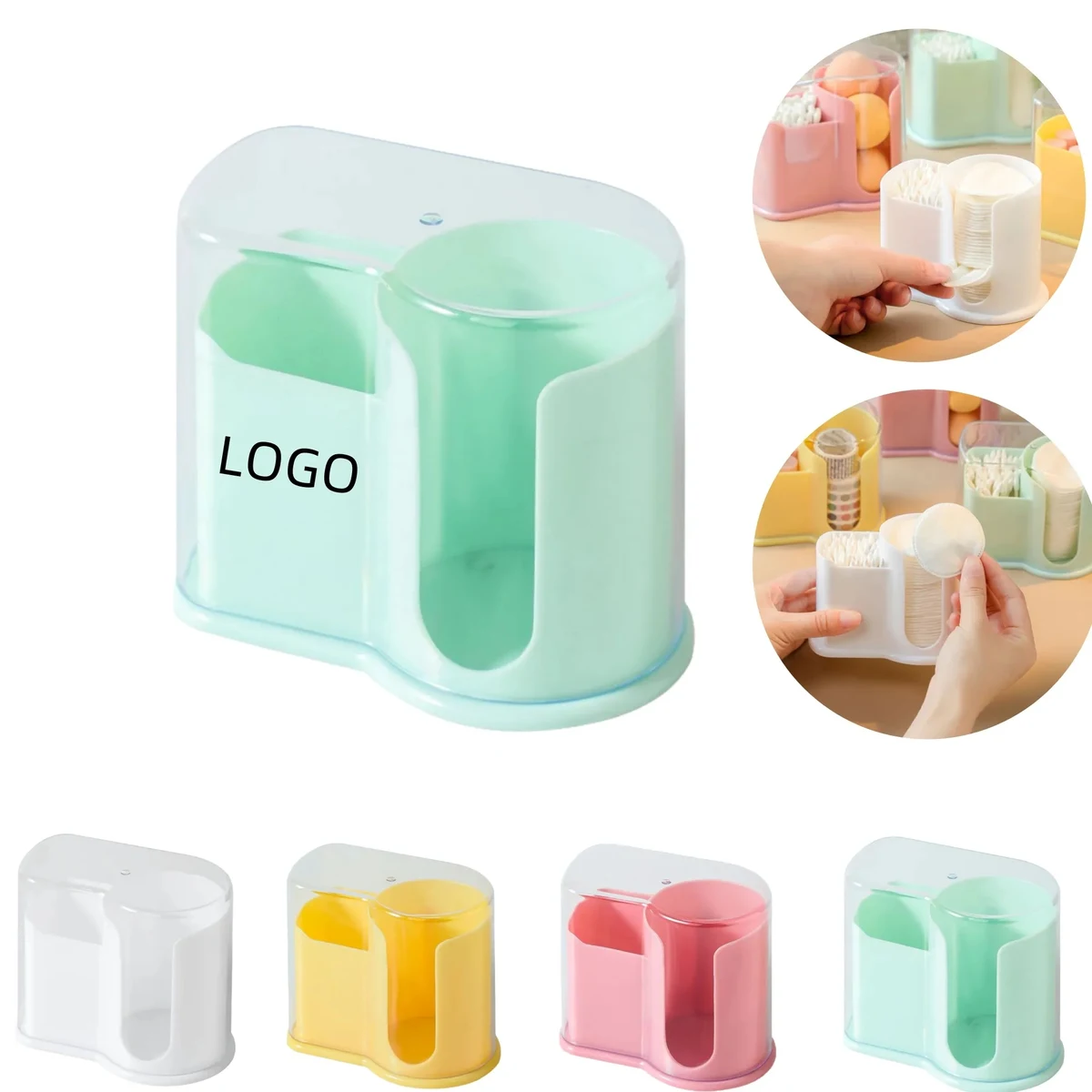 Household Plastic Clear Cotton Swab Holder Q-tip Organizer, promotional household item with logo imprint 1