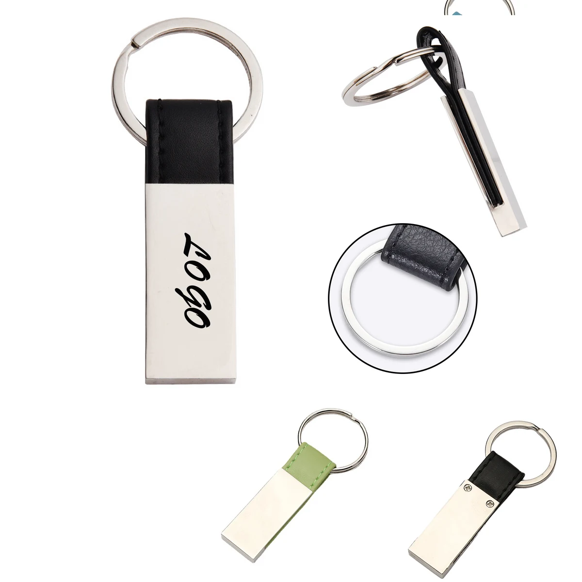 Metal Leather Strap Keychain with Key Ring 1