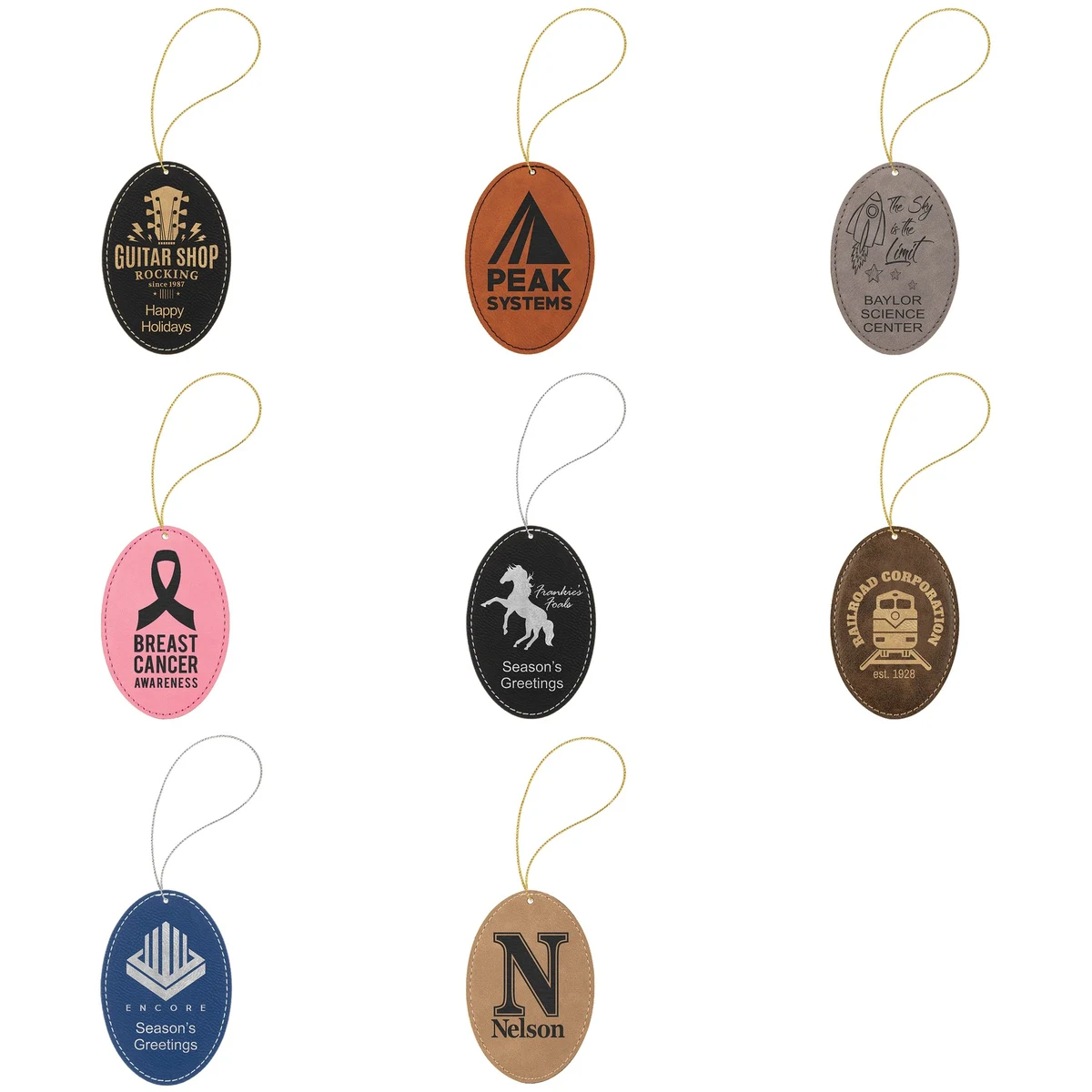 3" x 4.5" Laserable Leatherette Oval Ornament with Hanging String 1