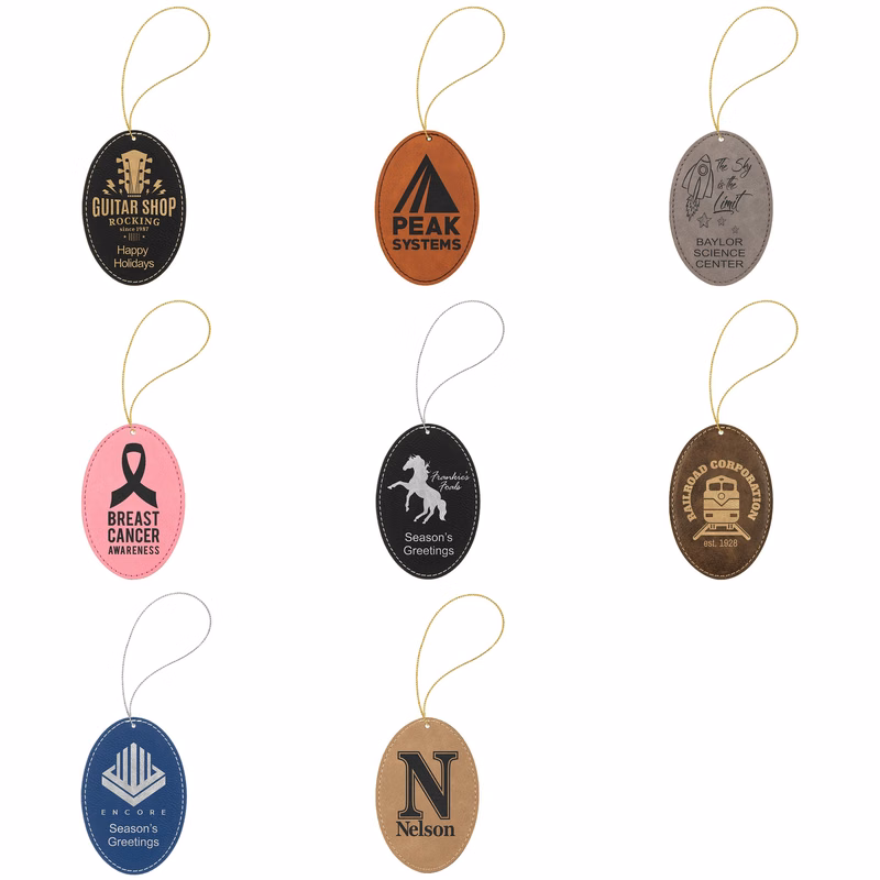 3" x 4.5" Laserable Leatherette Oval Ornament with Hanging String