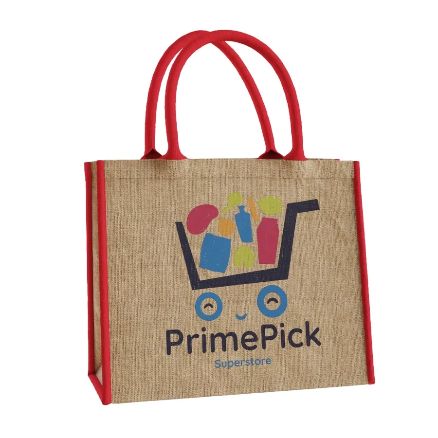 Custom Large Jute Tote, custom tote bag with logo imprint 1