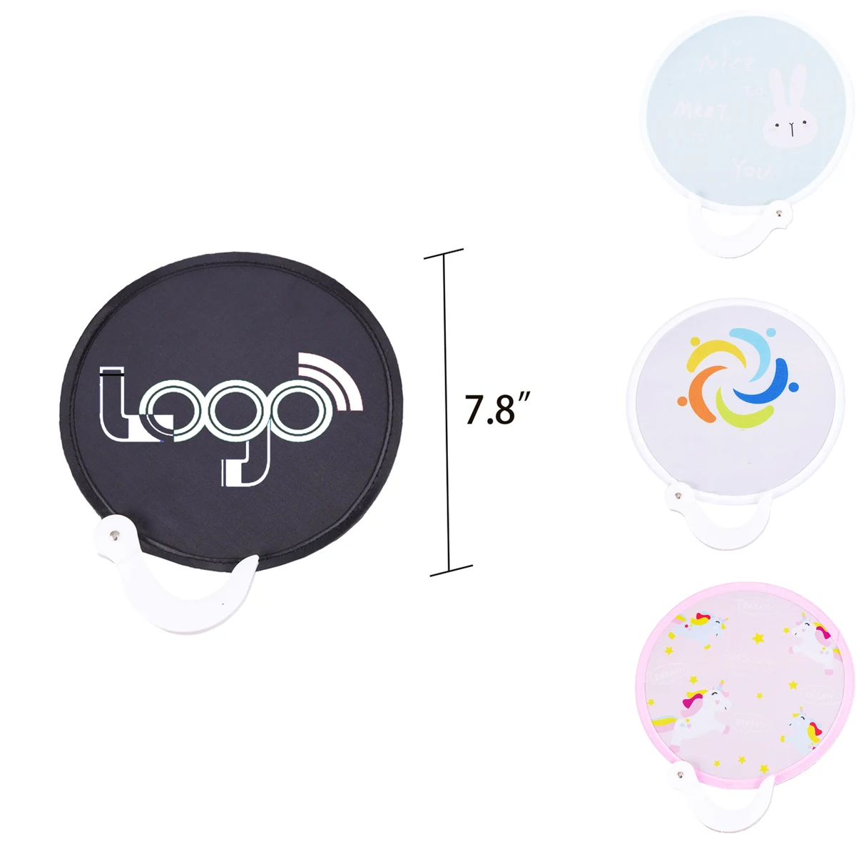 Custom Portable Shrink Folding Cloth Round Fan 1