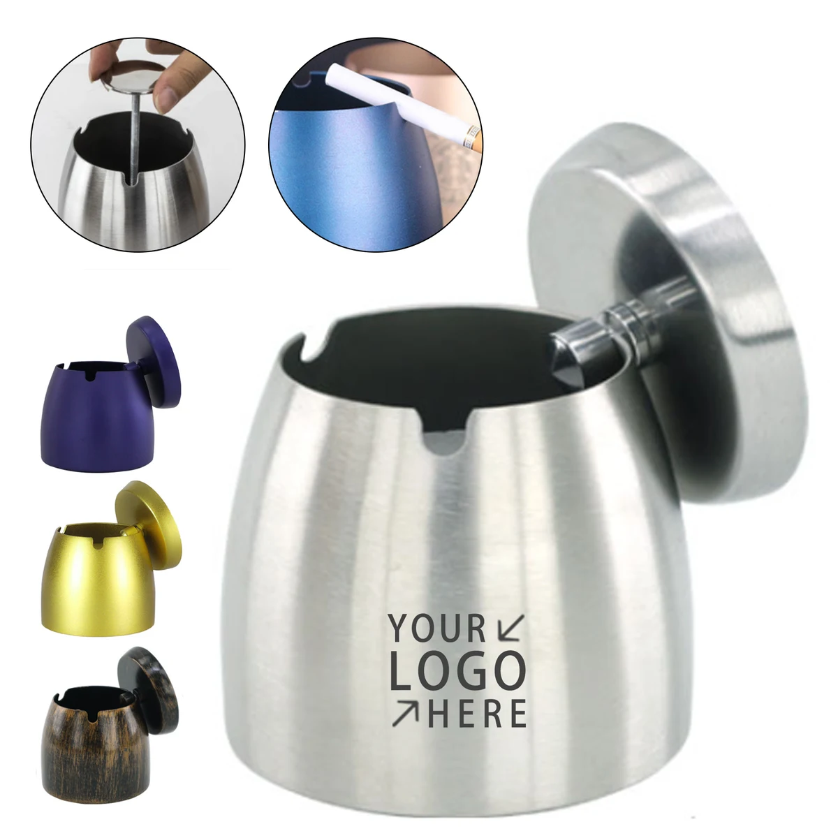 Odorless Windproof Ashtray with Lid 1