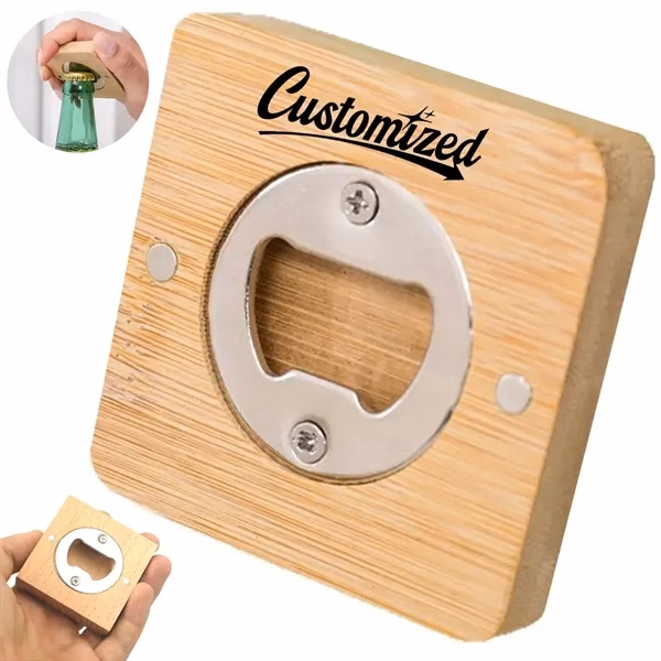 Custom Magnetic Wooden Bottle Opener with Laser Engraving — Restaurant & Bar Gift