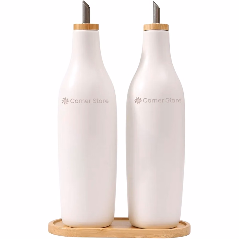 Olive Oil and Vinegar Ceramic Pourer Set