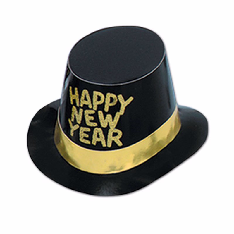 Black Foil Hi Hat w/ Glittered Happy New Year