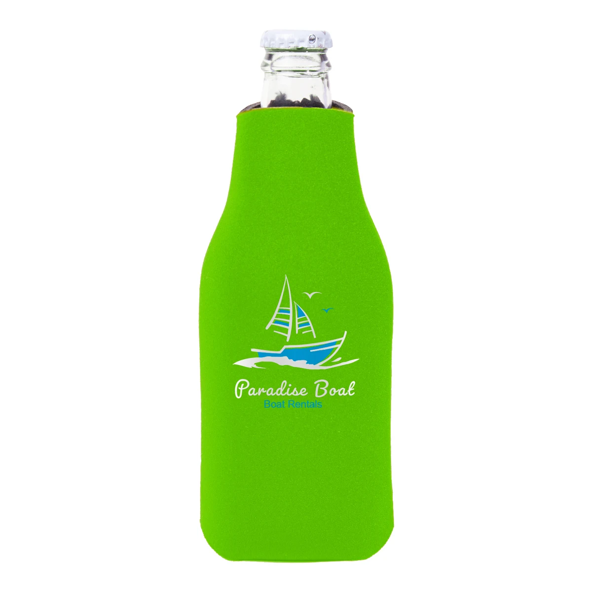 Zipper Beer Bottle Cooler (2 Color Imprint) 1