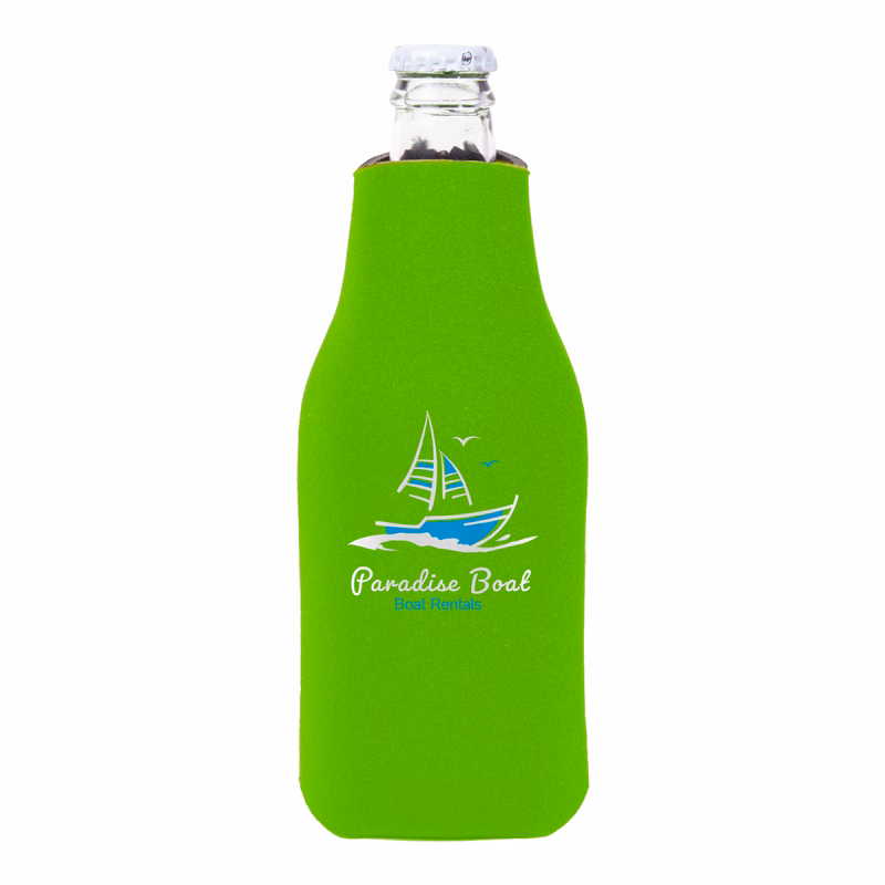Zipper Beer Bottle Cooler (2 Color Imprint)