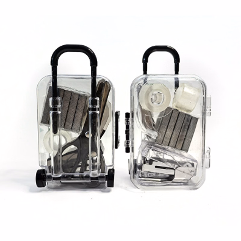 Mini Portable Transparent Trolley Office Desk Set