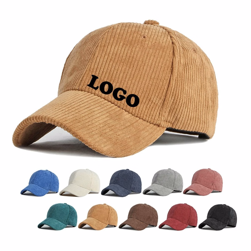 Six-Panel Corduroy Cap With Logo