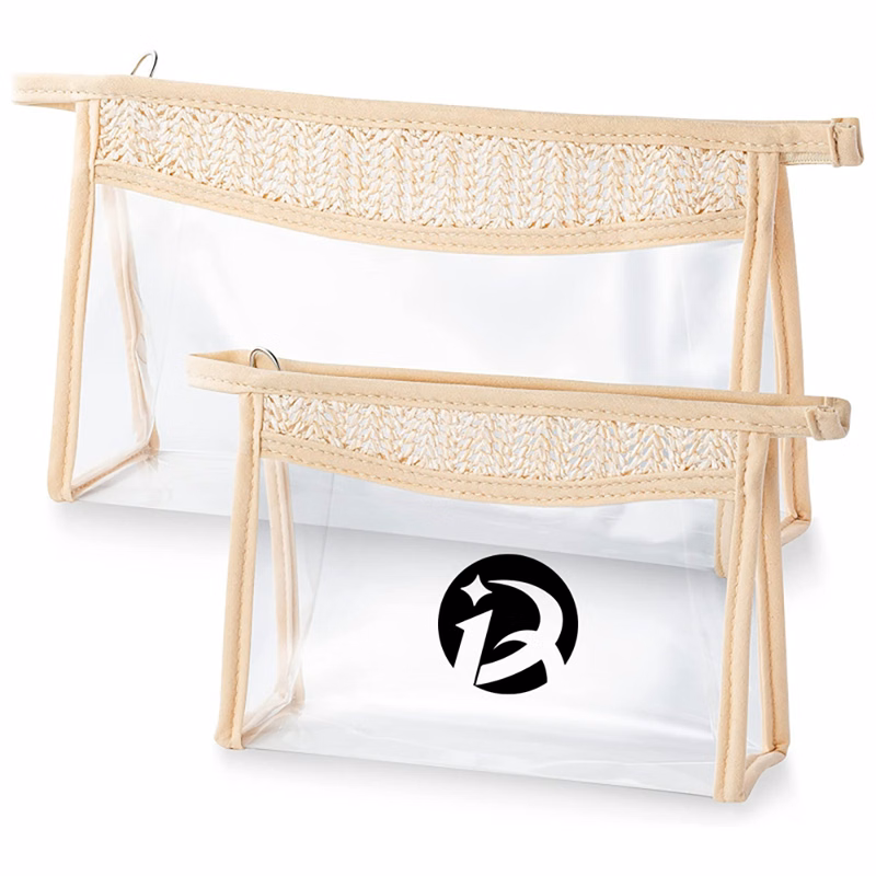 Transparent straw cosmetic bag