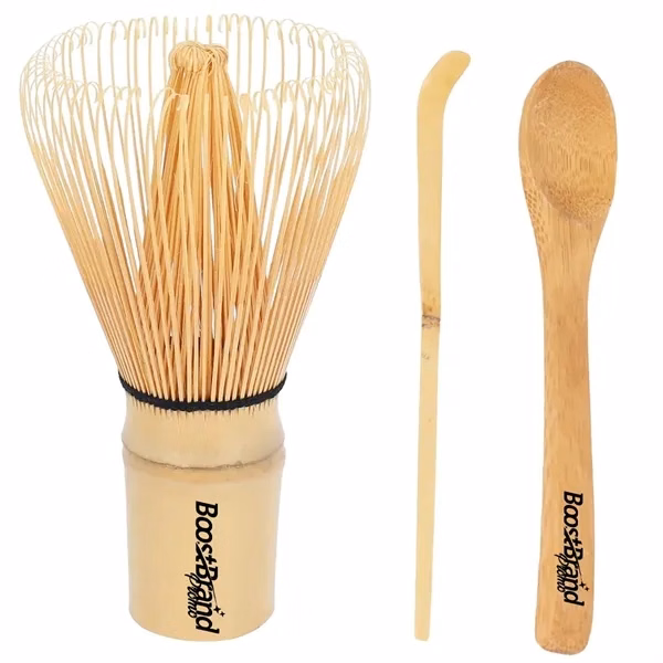 Custom Bamboo Matcha Whisk and Scoop Tea Ceremony Set — Wellness Corporate Giveaway