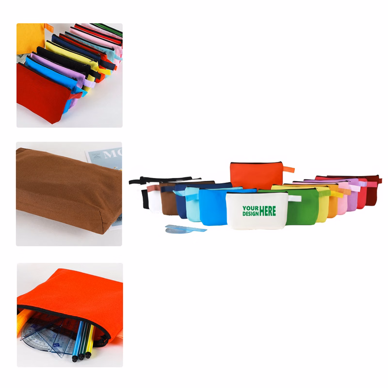 MOQ 50 Colorful Canvas Zipper Pouch for Makeup or Stationery