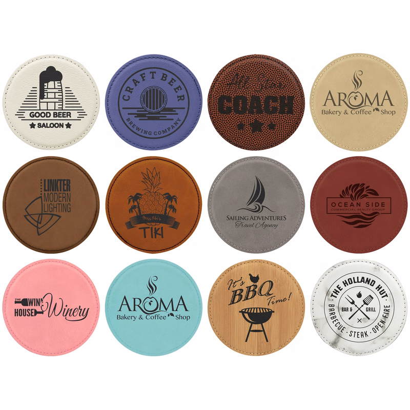 4" Round Leatherette Coaster