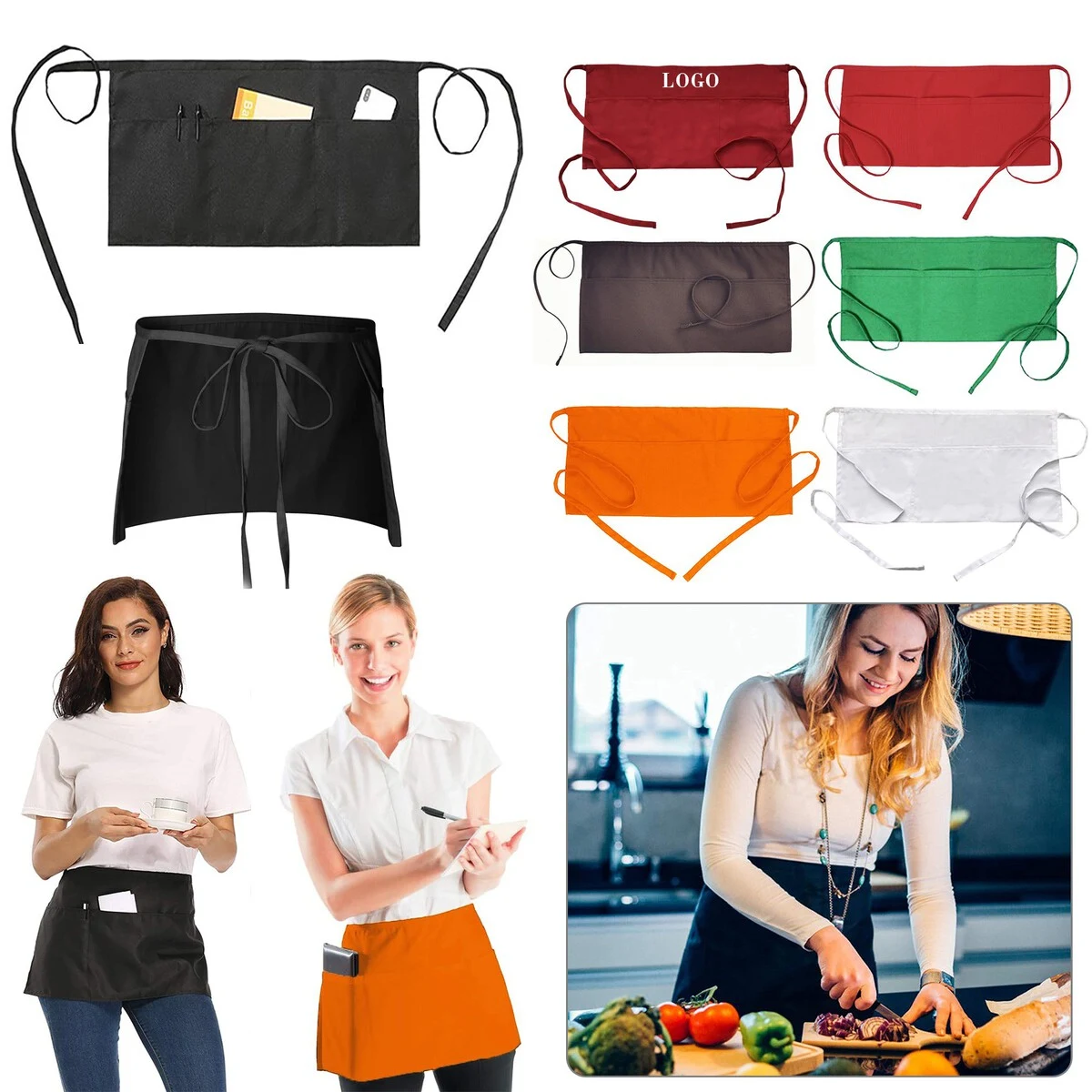 Waist Apron w/ 3 Pockets 1