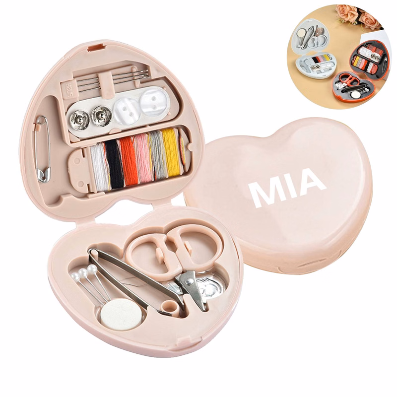 Plastic Mini Heart Shaped Needle and Thread Box Set