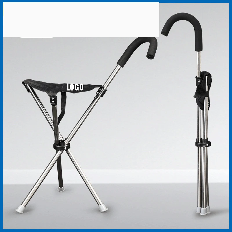 Foldable Stool with Cane 2-in-1 Lightweight Cane & Stool 1