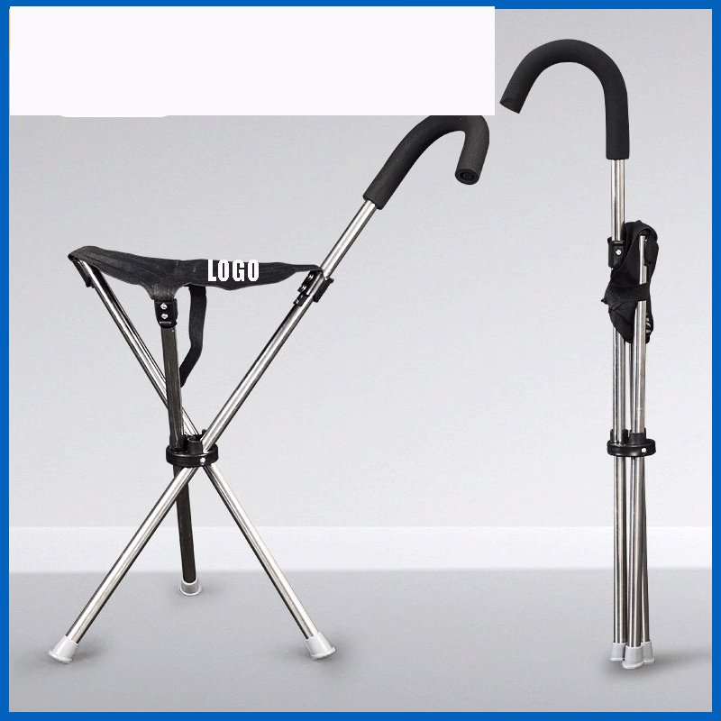 Foldable Stool with Cane 2-in-1 Lightweight Cane & Stool