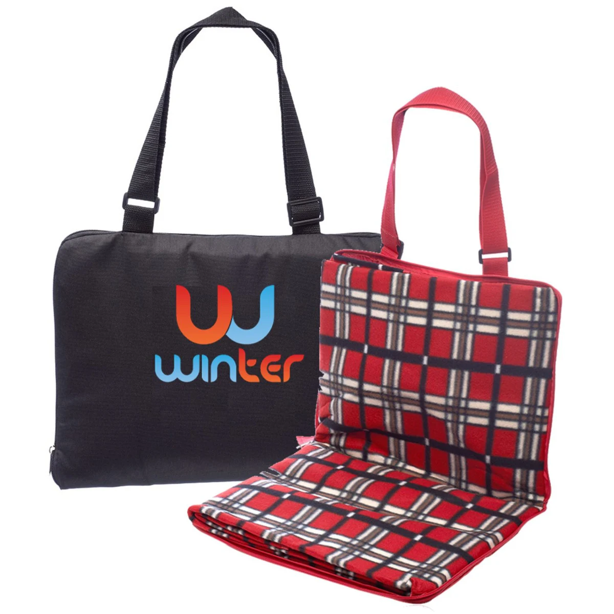 Fleece Picnic Blankets w/ Zipped tote bag 53"L x 47.25"W 1