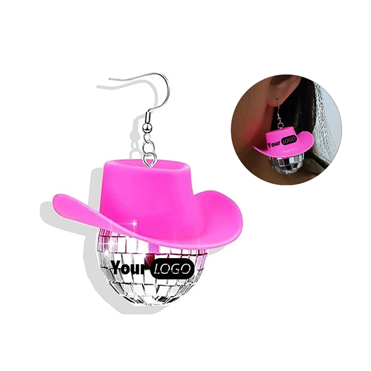 Disco Ball Cowboy Hat Earrings 1