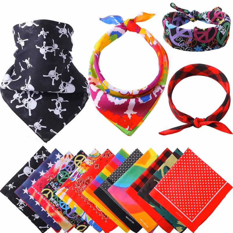 Cotton Fine Novelty Print Unisex Tie Dye Bandanas Headwraps