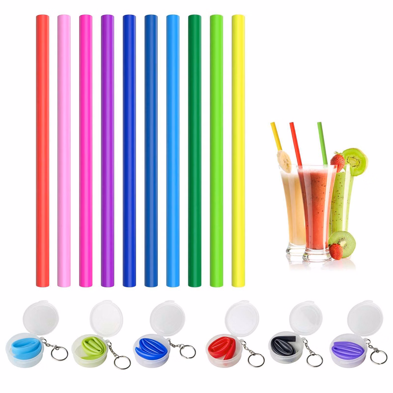 Silicone Straw With Keychain Case