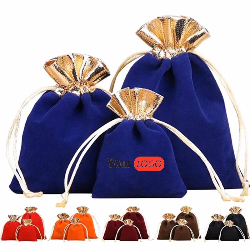 Small Velvet Jewelry Bag with Tie String