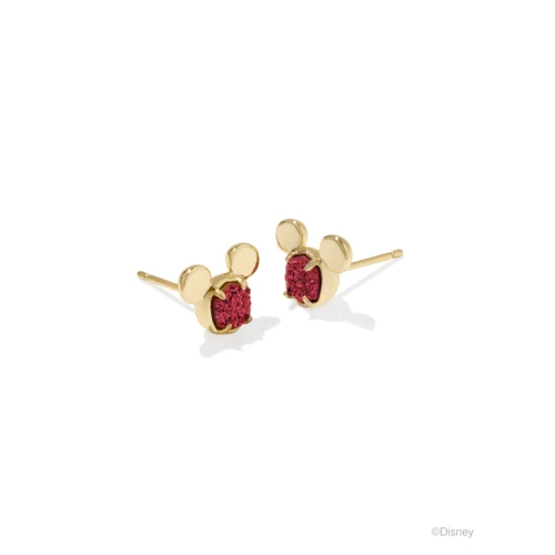 Kendra Scott Disney Gold Mickey Mouse Stud Earrings in Bright Red Drusy 1