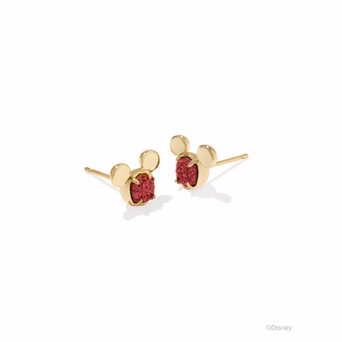 Kendra Scott Disney Gold Mickey Mouse Stud Earrings in Bright Red Drusy