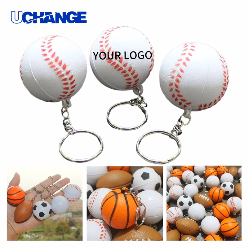 Foam Sports Ball Keychain Charm 3.55" x 1.5" Lightweight