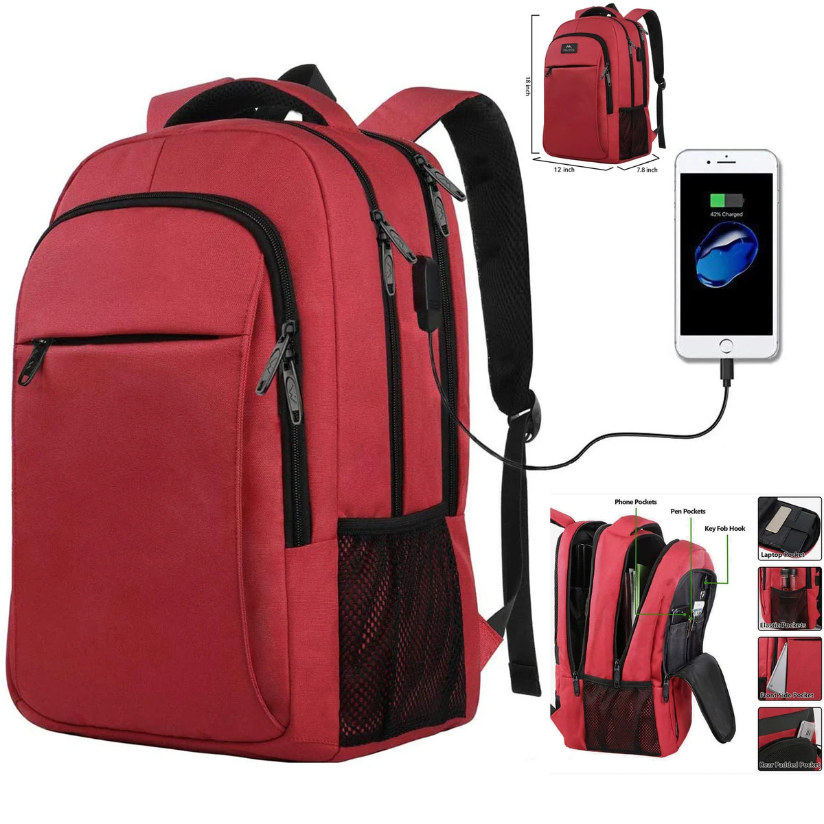 Business Anti Theft Slim Durable Laptops Backpack with USB Charging Port 1