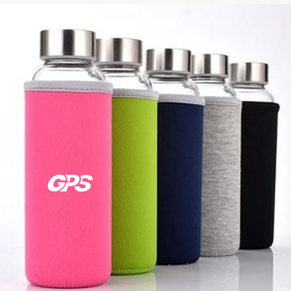 High borosilicate glass water bottle with cloth cover 1