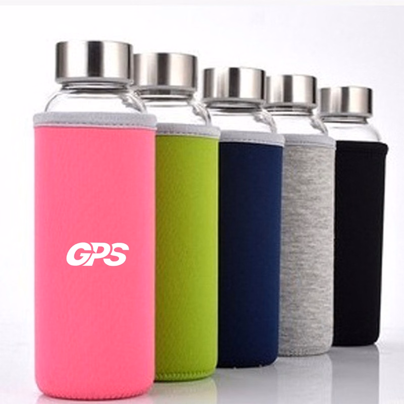 High borosilicate glass water bottle with cloth cover