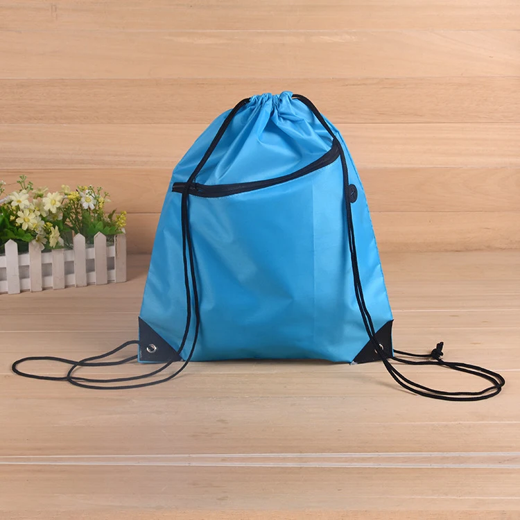 Drawstring Backpack with Front Independent Zipper Pocket 1