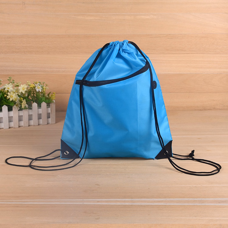 Drawstring Backpack with Front Independent Zipper Pocket